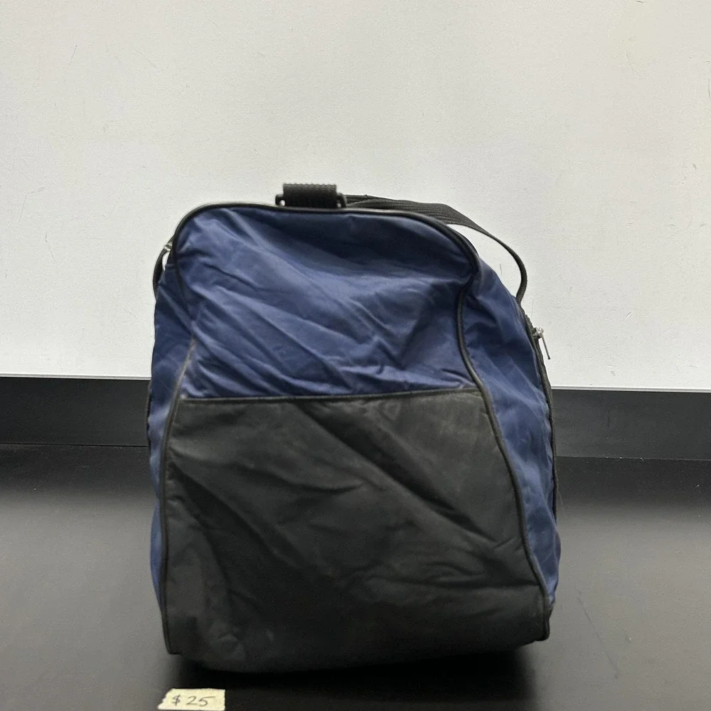 Vintage Nike Blue Black Duffel Bag Soft Case Gym Travel Men Nylon Sports Weekend